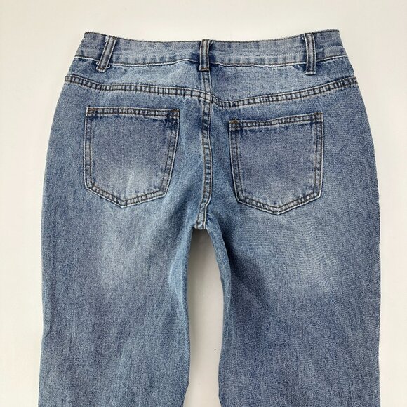 Shein Distressed Flare Women's size 4 Medium Wash Blue Denim Jeans - Picture 5 of 5